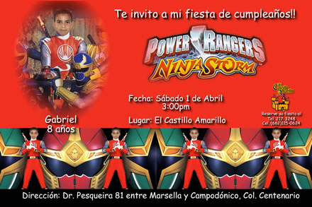 Invitaciones De Cumpleaños De Los Power Rangers